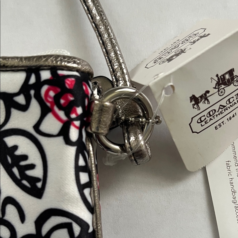 Coach White Floral Wristlet with Pink and Black Accents - Picture 5 of 6